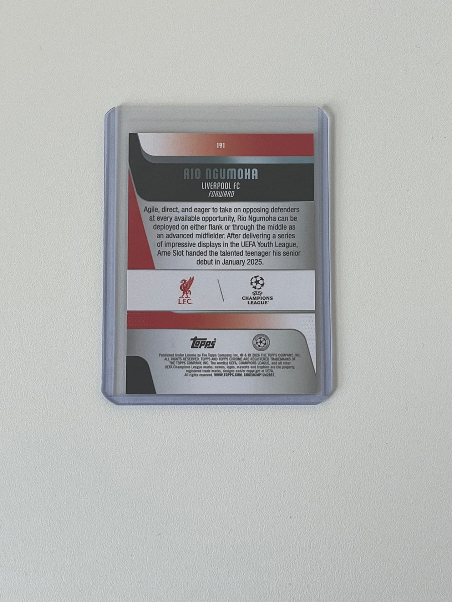 Rio Ngumoha Topps Chrome Base Card UCC 25/26